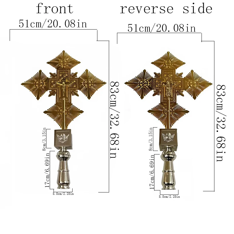 New Vintage Gold Plated Double Sided Orthodox Handheld Blessing Cross with Crucifix for Clergy Church Liturgy Devotion Christian