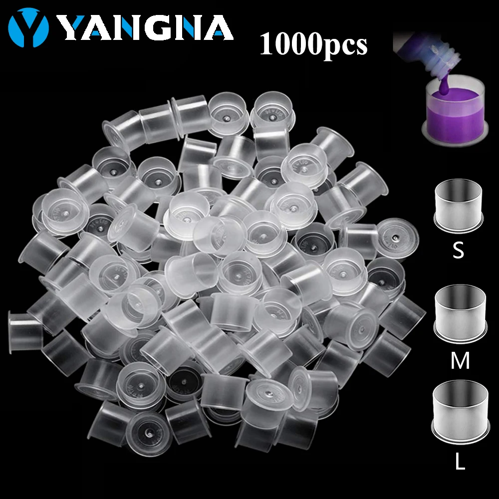 

1000 PCS Plastic Disposable Microblading Tattoo Ink Cups S/M/L Steady Permanent Makeup Pigment Clear Holder Cap Tattoo Accessory