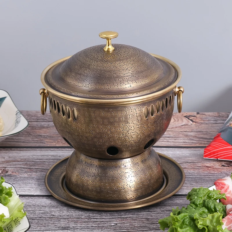 Single Copper Hot Pot One Person Eat Small Hot Pot Self-service Environmental Protection Oil Meal Pot Alcohol Stove Household