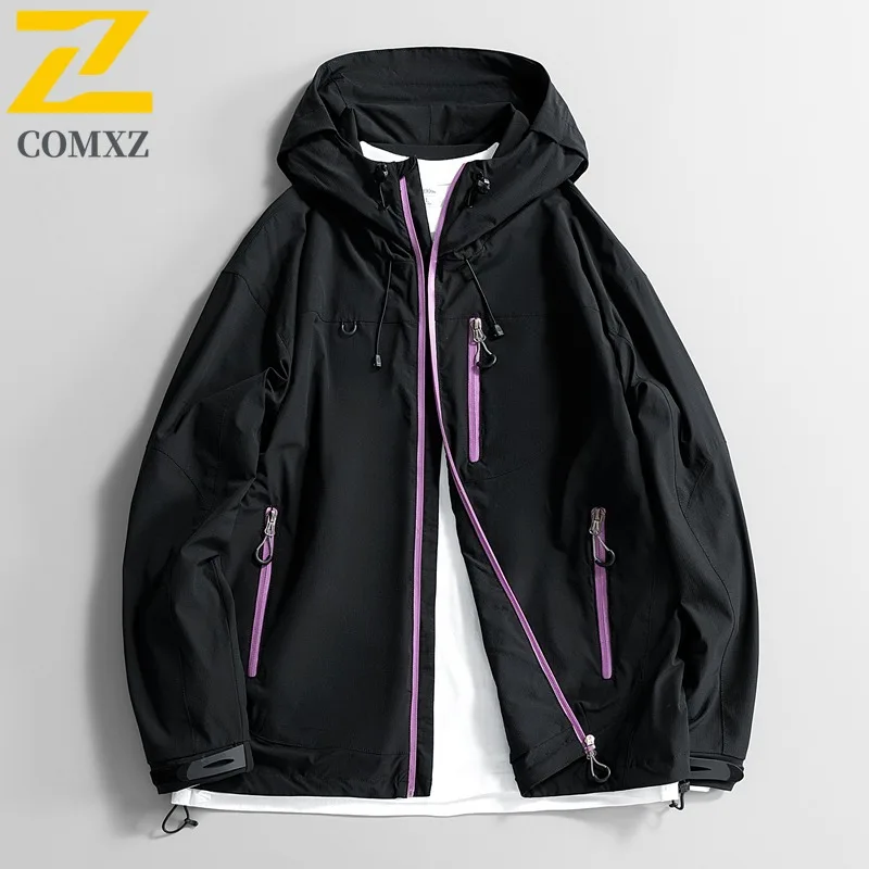 

Autumn Water-Resistant Softshell Jacket Windproof Hooded Outdoor Windbreaker for Hiking Workwear Urban Street Style Lightweight