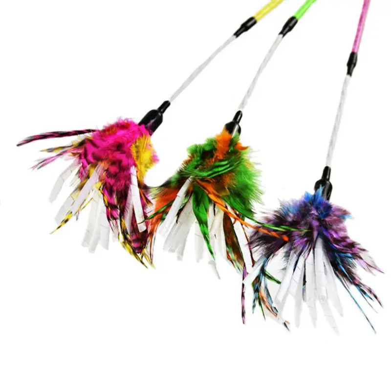 Spiral Cat Colorful Feather Toy, Durable Pet Stick, Funny Kitten Exerciser Wand, 1Pc