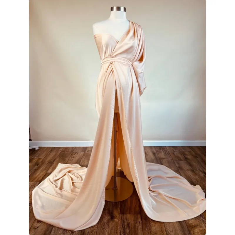 

2M /4M Satin Maternity Wrap Silky Scarf Posing Glossy Tossing Gown - Elegant Photoshoot Dress for Pregnant Woman Photography