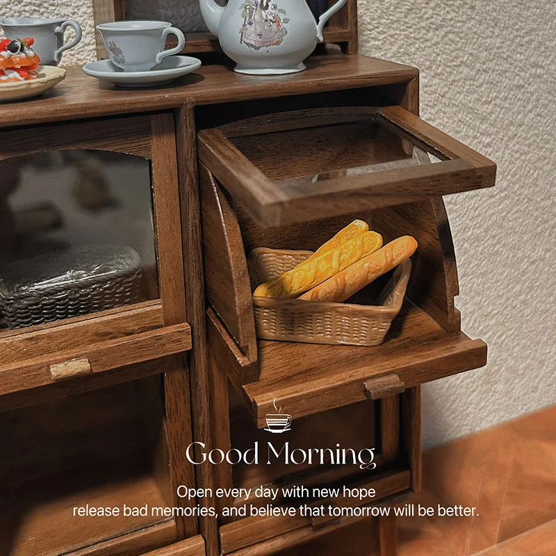 Szafka do przechowywania w skali 1:12, akcesoria do domku dla lalek, szafka z 6 przegródkami, model w stylu retro wabi-sabi, drewniane meble.