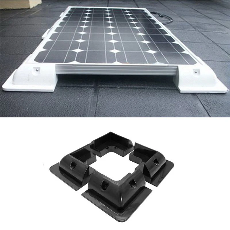 

Stable-4Pcs RV Solar Panel Mounting Brackets Black Drill-Free Corner Bracket Support For RV Boat Caravans