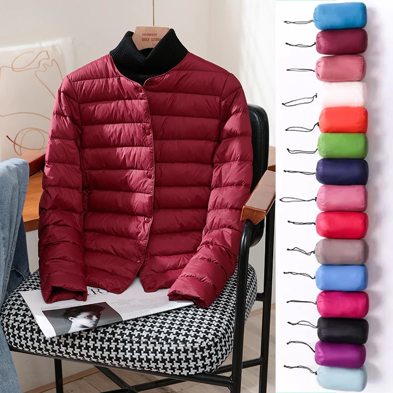 Новое поступление 2023, осенне-зимние теплые женские тонкие куртки на белом утином пуху, женские модные ультралегкие компактные пуховики