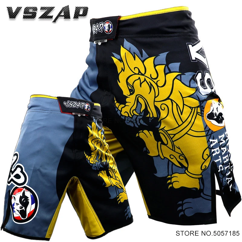 MMA Kickboxing Shorts Vszap Sublimated Men's Muay Thai Fight Shorts Adult BJJ Training Jiu Jitsu No Gi Grappling Athletic Shorts