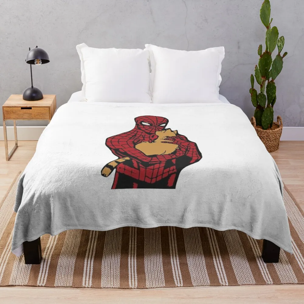 Spidey carrying a kitten Throw Blanket Vintage Blankets For Bed Hair Summer Beddings Blankets