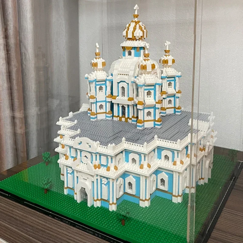 Lezi 8042 architektura świata Smolny klasztor katedra kościół Model Mini diamentowe klocki cegły zabawki do budowania dla dzieci bez pudełka