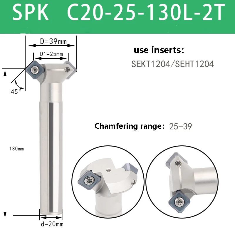 Imagem -06 - Além de Spk C1216-110 C1623-120 C20-25-130 Fresa Chanfradura Faca Ferramentas Uso Inserções de Carboneto Sekt Seht Spmg Endmill