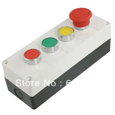 

Ui 660V Ith 10A Yellow Green Red Momentary Spring Return Push Button Switches Station Box With Emergency Stop