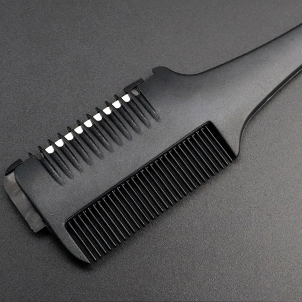 Hair Cutting Comb Black Handle Hair Brushes with Razor Blades Barber Scissors Hair Salon Thinning Hairdressing DIY Styling Tools