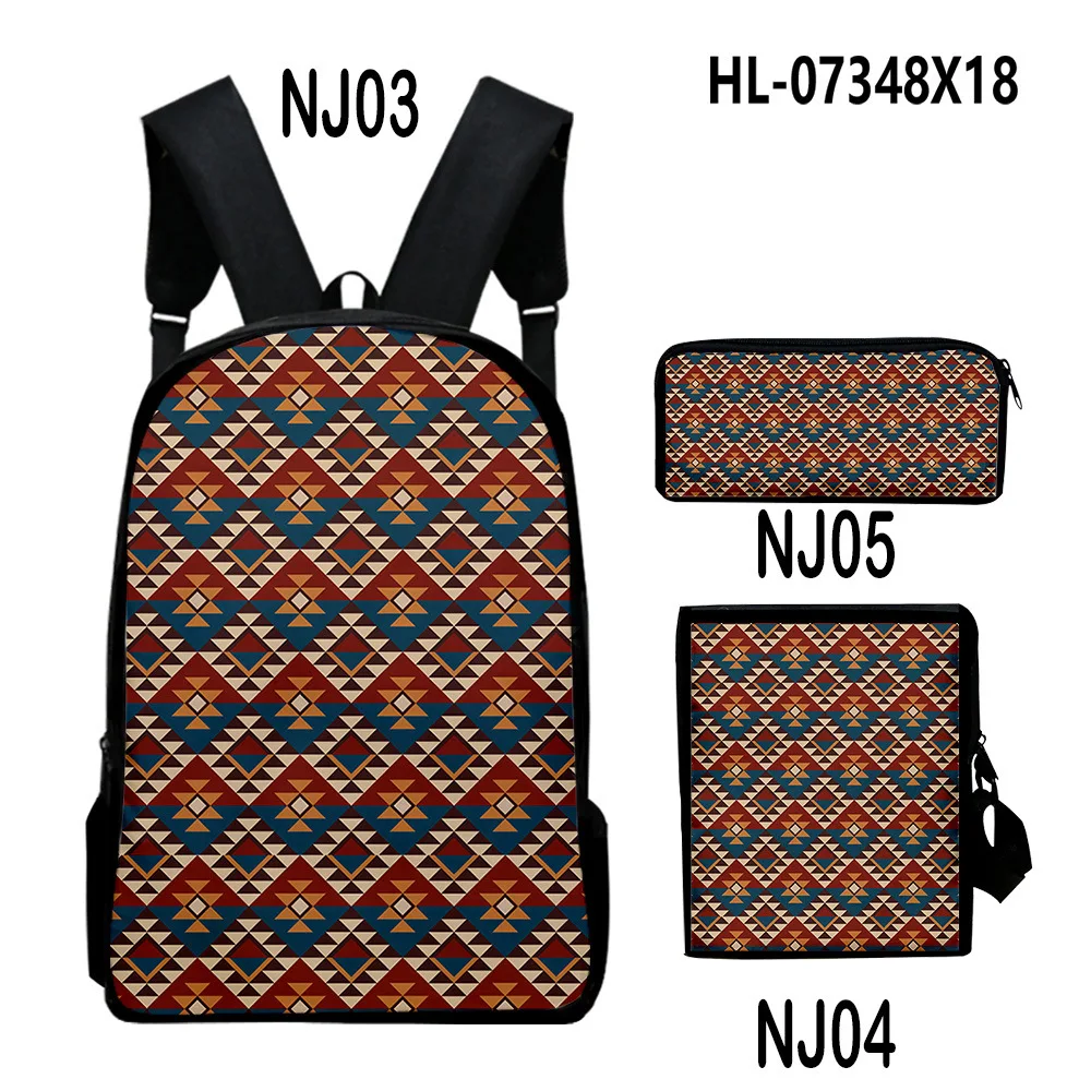 Trendy Popular Peculiar Cool Aztec 3D Print 3pcs/Set pupil School Bags Laptop Daypack Backpack Inclined shoulder bag Pencil Case