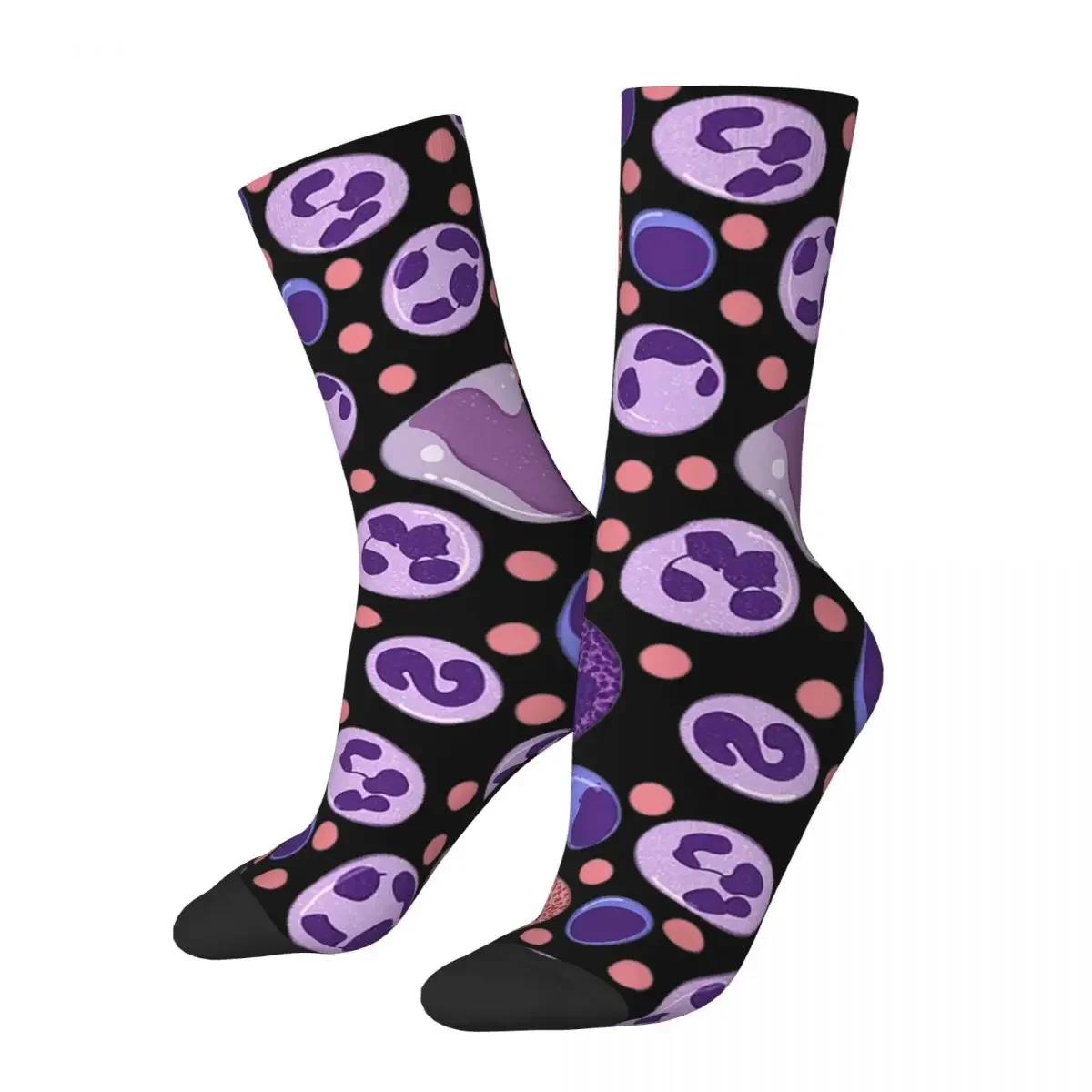 Large White Blood Cell Pattern Socks Harajuku Sweat Absorbing Stockings All Season Long Socks Accessories for Unisex Gifts