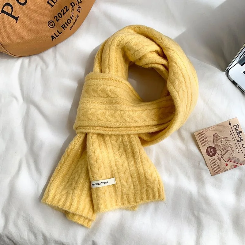 جديد بلون تويست محبوك الأبيض الأخضر وشاح المرأة الشتاء الصوف الدافئة وشاح النسخة الكورية طالب تنوعا