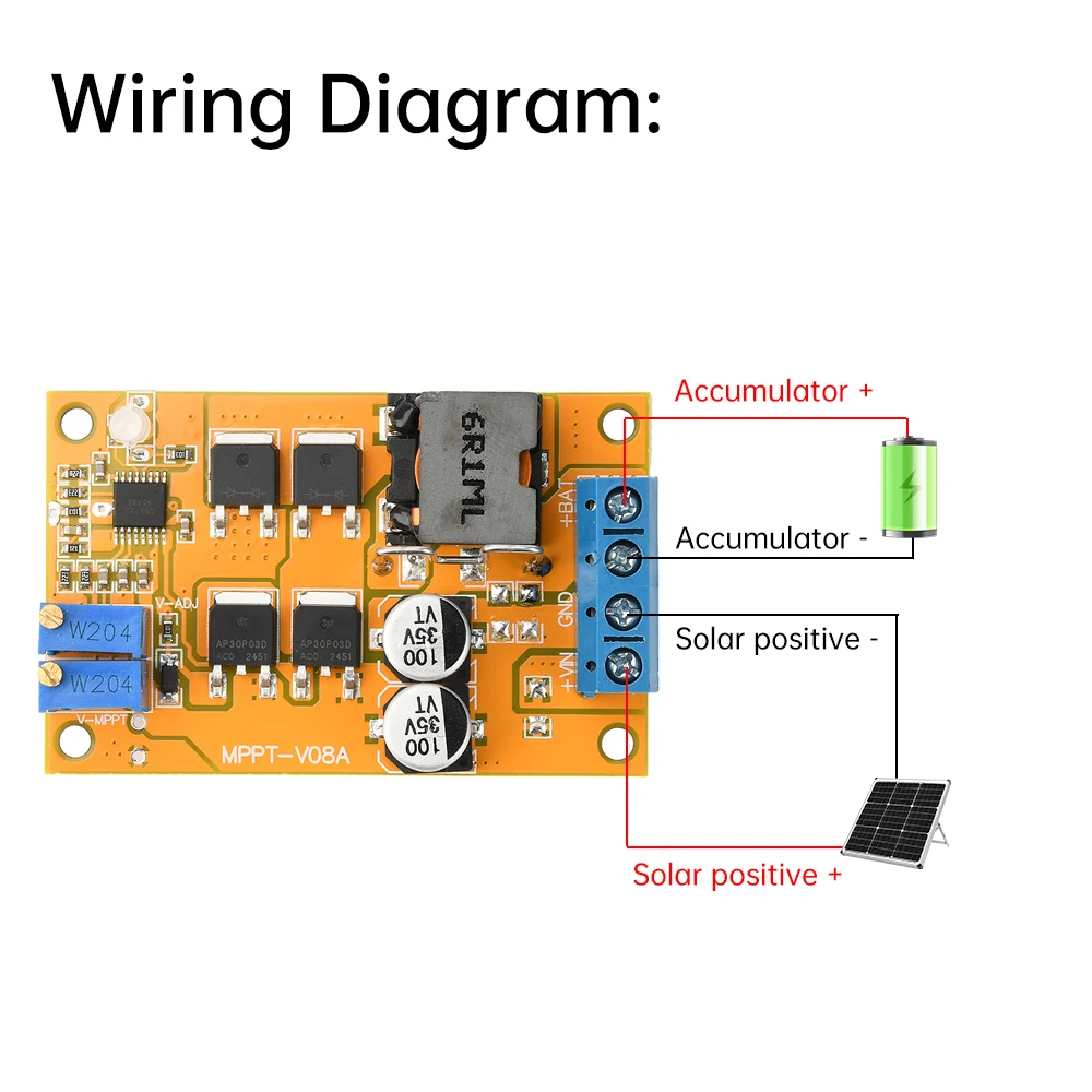 DC8-28V 5A 100W MPPT Solar Panel Charge Controller Auto Switch Charging Regulator Controller Protection Board Efficiency 95%