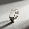 HNSP 316L Stainless Steel Rectangle Blank Seal Ring For Men DIY Signet Ring Finger Jewelry Accessories