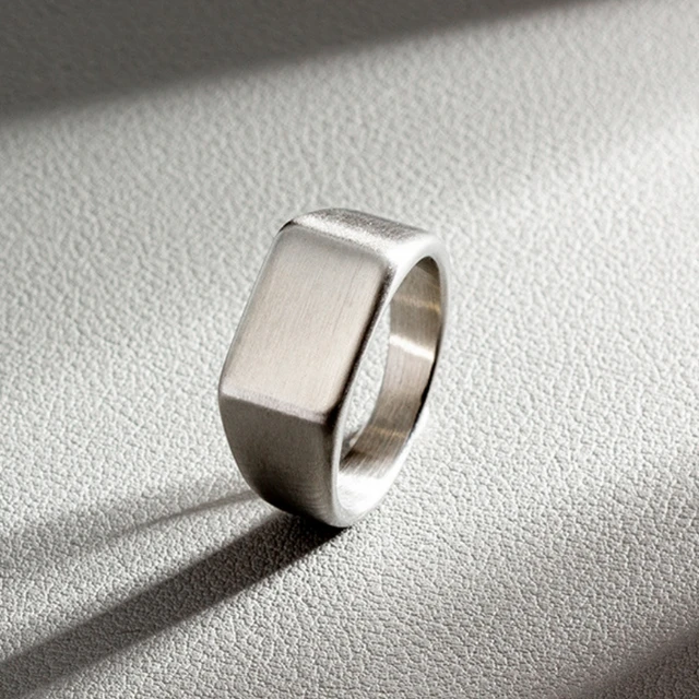 HNSP 316L Stainless Steel Rectangle Blank Seal Ring For Men DIY Signet Ring Finger Jewelry Accessories