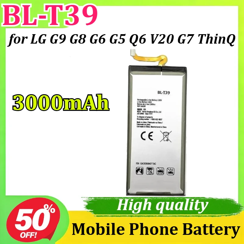 BL-T39 3000mAh Suitable for LG G9 G8 G6 G5 Q6 V20 G7 ThinQ Mobile Phone Battery