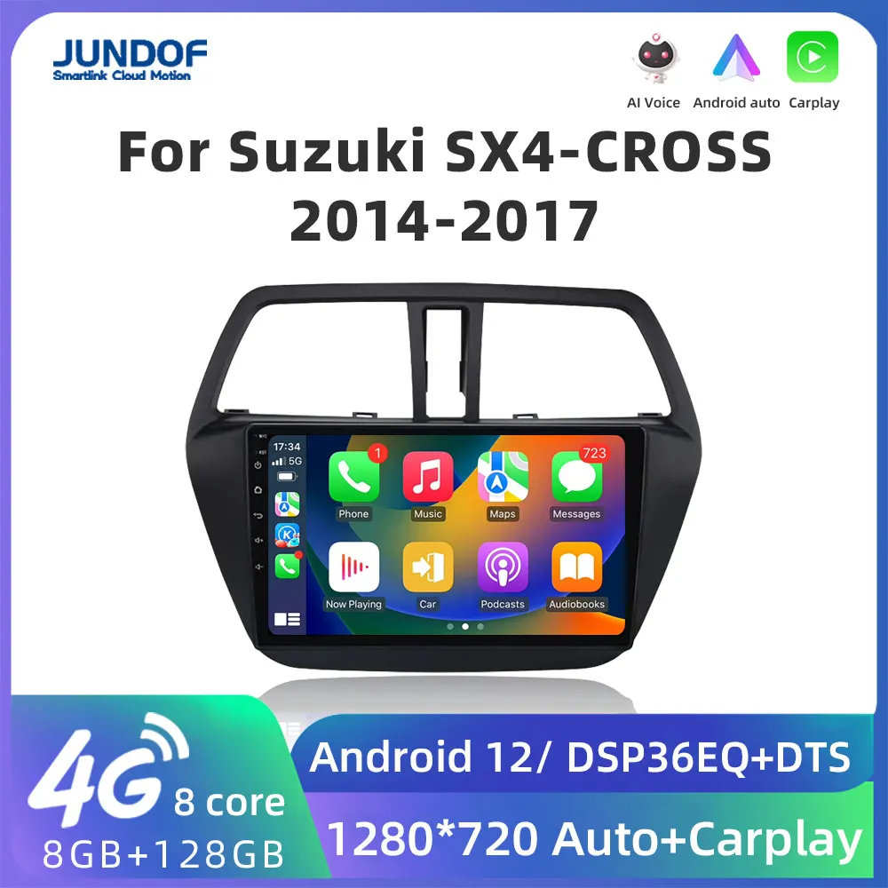 

Jundof 2 din Android 12 Auto Car Radio multimedia Player For Suzuki SX4-CROSS 2014-2017 Carplay navigation gps stereo 2din