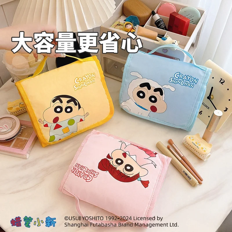 

Kawaii Crayon Shin-chan Folding Makeup Bag with Large Capacity High Beauty Cute Travel Portable Handheld Cartoon Storage Bag