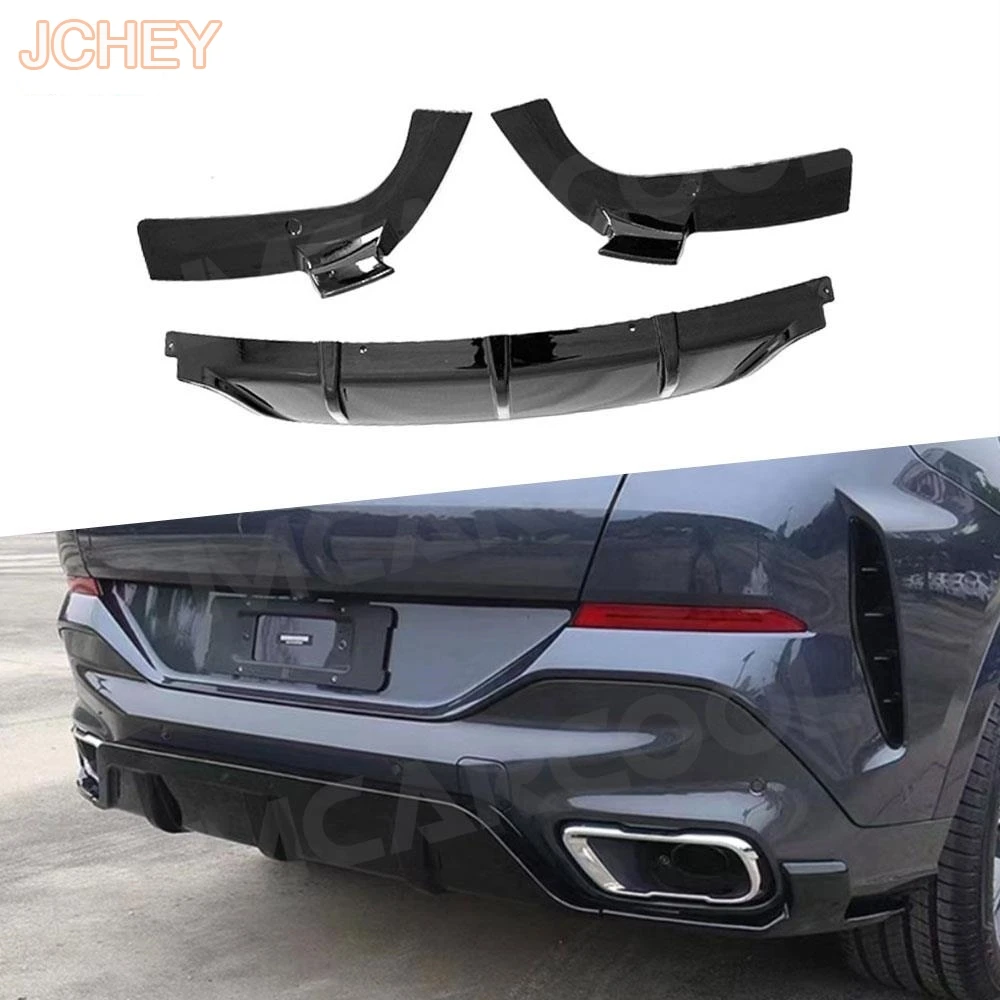 

ABS Carbon Look Rear Bumper Diffuser Lip for BMW X6 G06 M Sport 2020- 2022 Car Boot Exhaust Splitter Spoiler Plate Accessories