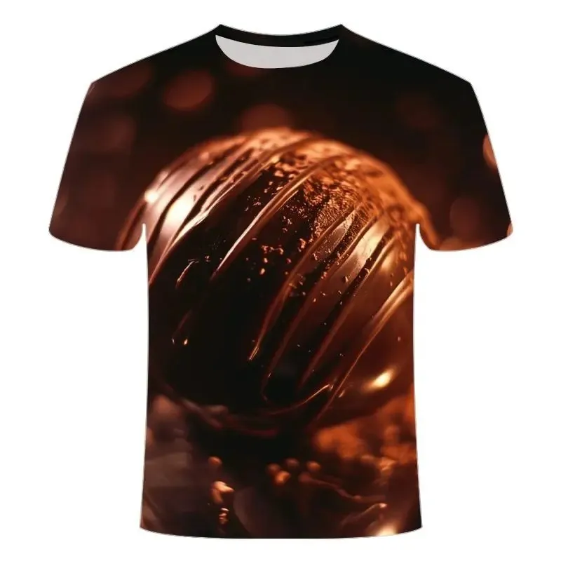 

Men's Summer Chocolate 3d Printed Round-Neck Breathable Short-Sleeved T-Shirt Fashion, Personalized, Casual Large-Sized Shirt