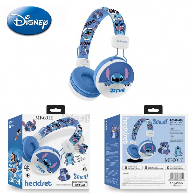 

Disney Stitch Mickey Mouse Headset Cartoon Anime Figure Fashion Bluetooth Earphones Headphones Children Student Wireless Stereo