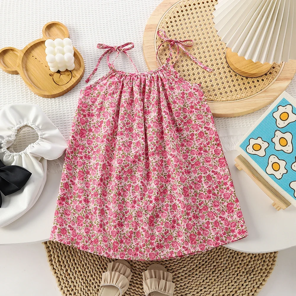 Girls Dresses Floral Print Sling Dresses For Girls Toddler Girl Dresses Kids Clothes Baby Girl Clothes For 1-6 Years Old