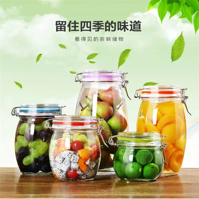 [Video]RSCHEF 1 piece glass storage bottles jars with lid large capacity honey candy jar kitchen container sealed with cover