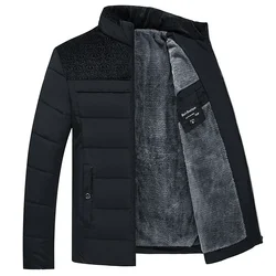 Casaco masculino de pelúcia engrossado parkas gola jaqueta de inverno parker casaco de inverno quente grosso com zíper casaco acolchoado para homem