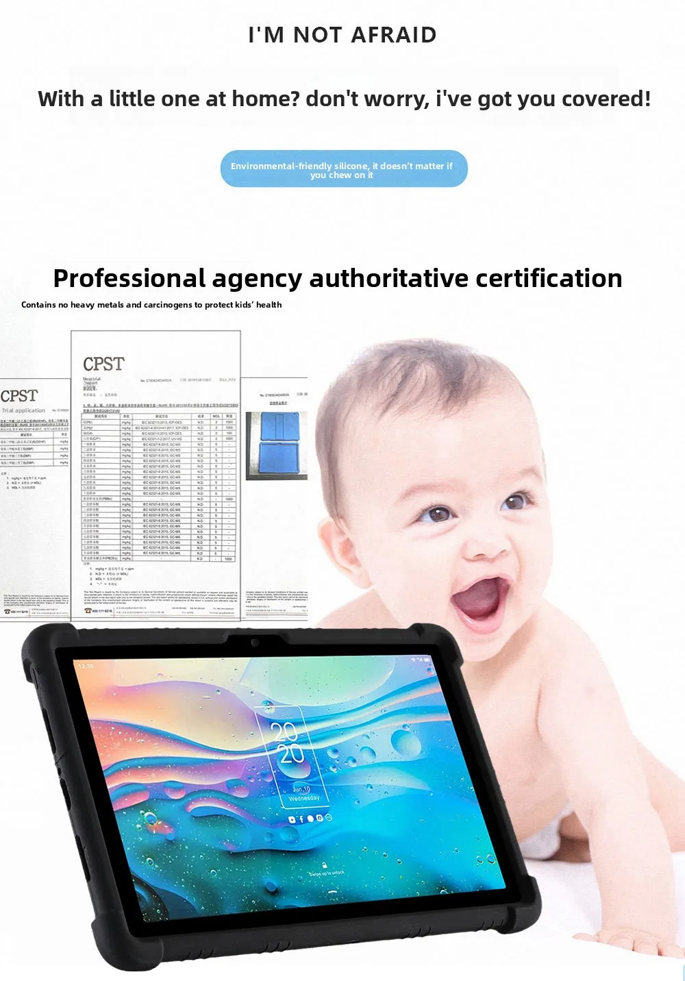 Stoßfeste TPU-Hülle für TCL Tab 10S 9081X 10.1, Robuster Stoßfänger mit Ständer, Mehrere Farben – Detail 4