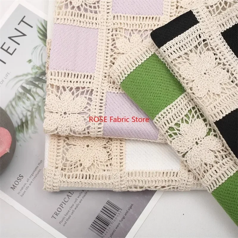 

Flower Plaid Cotton Thread Embroidery Fabric For DIY Manual Bag Tablecloth Pillow Home Textile Decorative Sewing Fabric