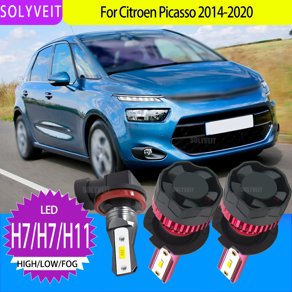 

Replace Halogen Lights Long-Distance All-Weather LED H7/477/499 Headlight HI-LO H11 FOG For Citroen Picasso 2014 2015 2016-2020