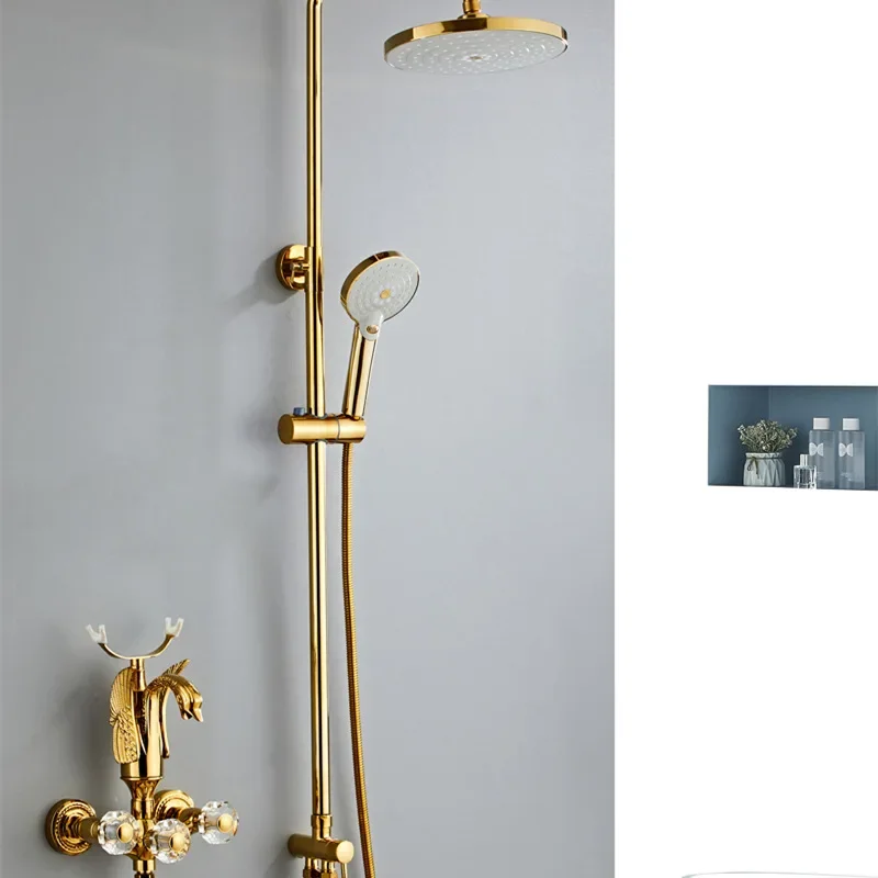 

Rain Shower Set, Swan, Gold, Household, Full Copper, Bathroom, Rain, Bathroom, Sprinkler