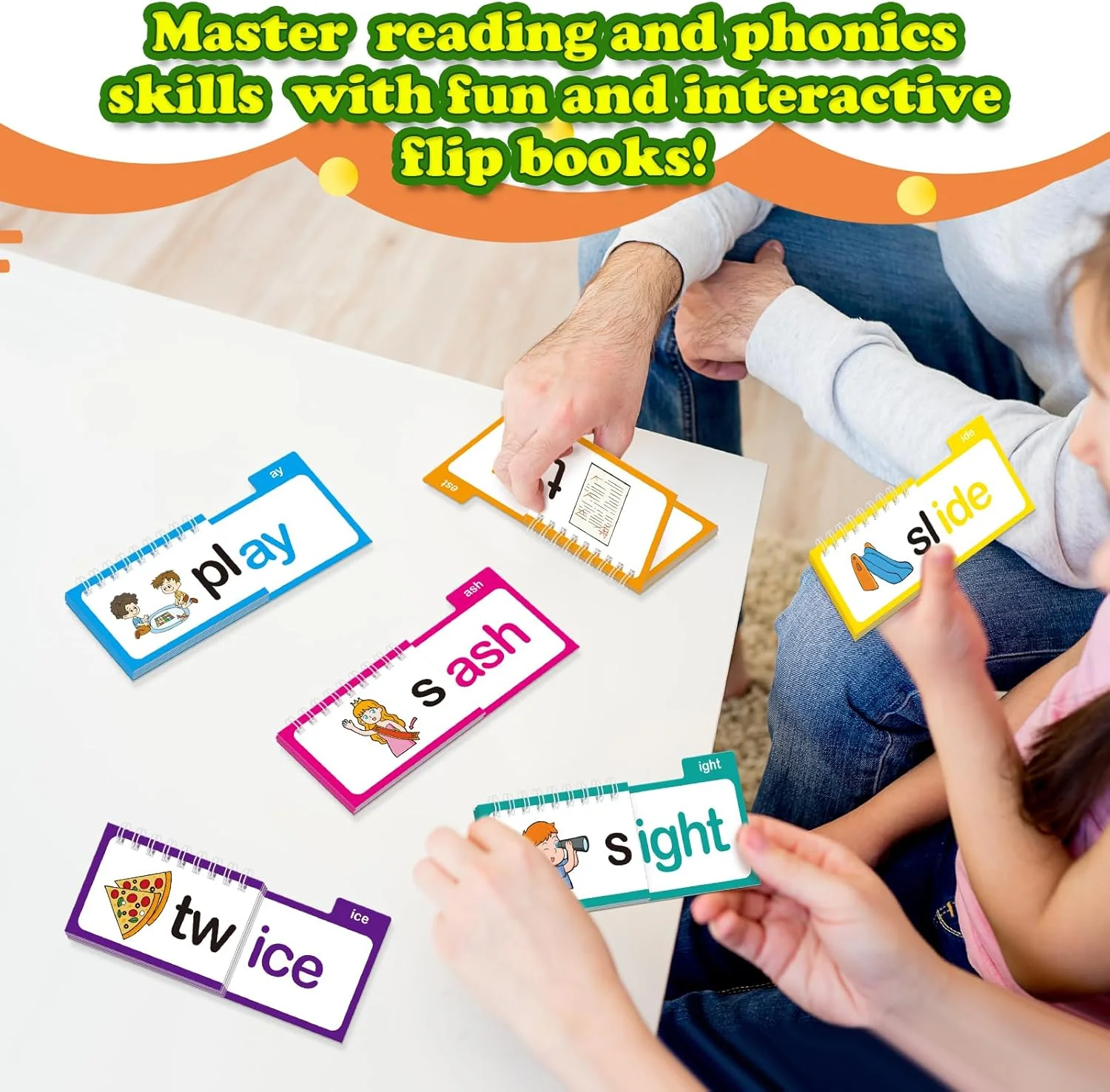 Reading Flip Book 30 Read and Rhyme Flip Books Word Family Flip Books Flash Cards ABC Vocabulary Cards Educational Reading