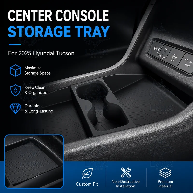 For 2025 Hyundai Tucson Center Console Lower Storage Box Under Armrest Car Organizer Tray Insert Accessories Modified