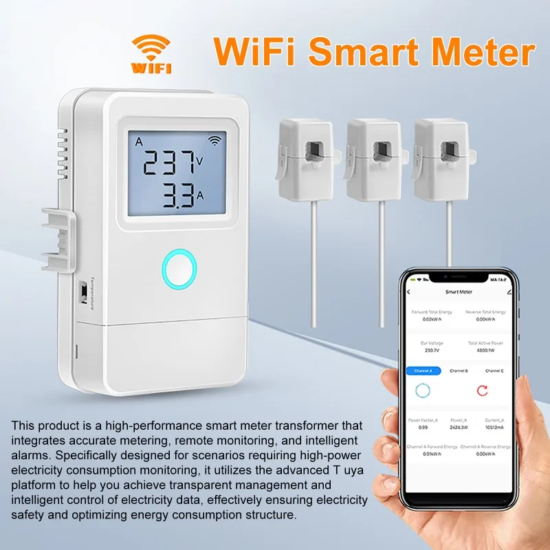 

Tuya Wifi Intelligent Energy Meter LCD Display Screen Power Production Consumption Bidirectional Monitoring APP Control