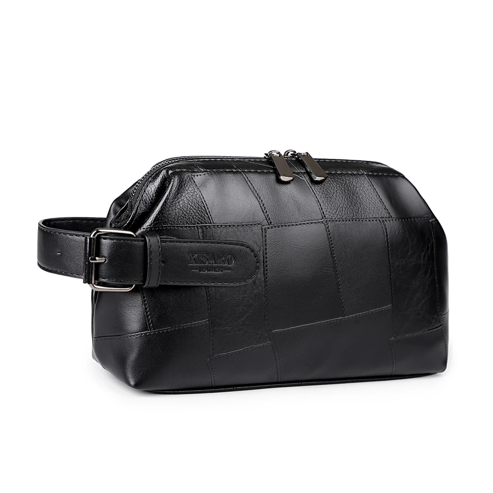 

New Leather Cosmetic Bag Waterproof Organizer Toiletry Handbag Wash Pouch Women Men PortableTravel MakeUp Bag Wrist Clutch Bags