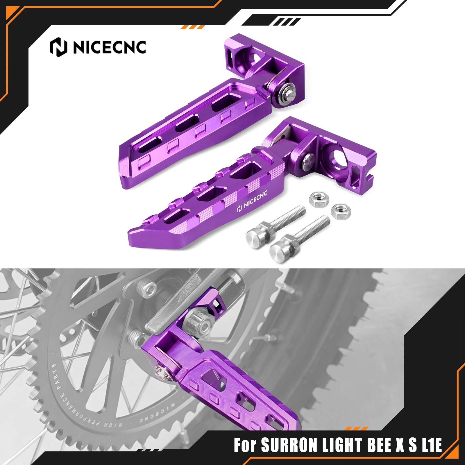 

For Sur-Ron Light Bee X For Surron Light Bee S L1E For Segway X160 X260 Chain Tensioner Adjuster Blocks Rear Stunt Pegs Foldable