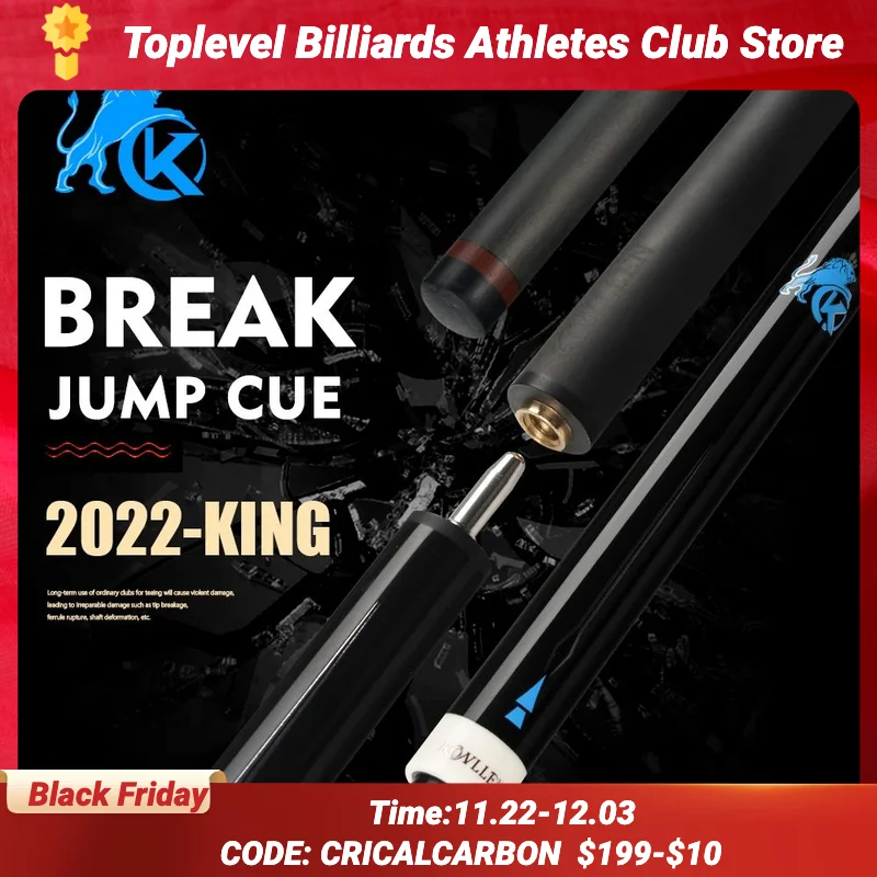 KONLLEN Cue 3 Pieces Punch Jump Cue Carbon Fiber Black Technology 12.9mm Uniloc Joint Professional Break Jump Cue Break Stick