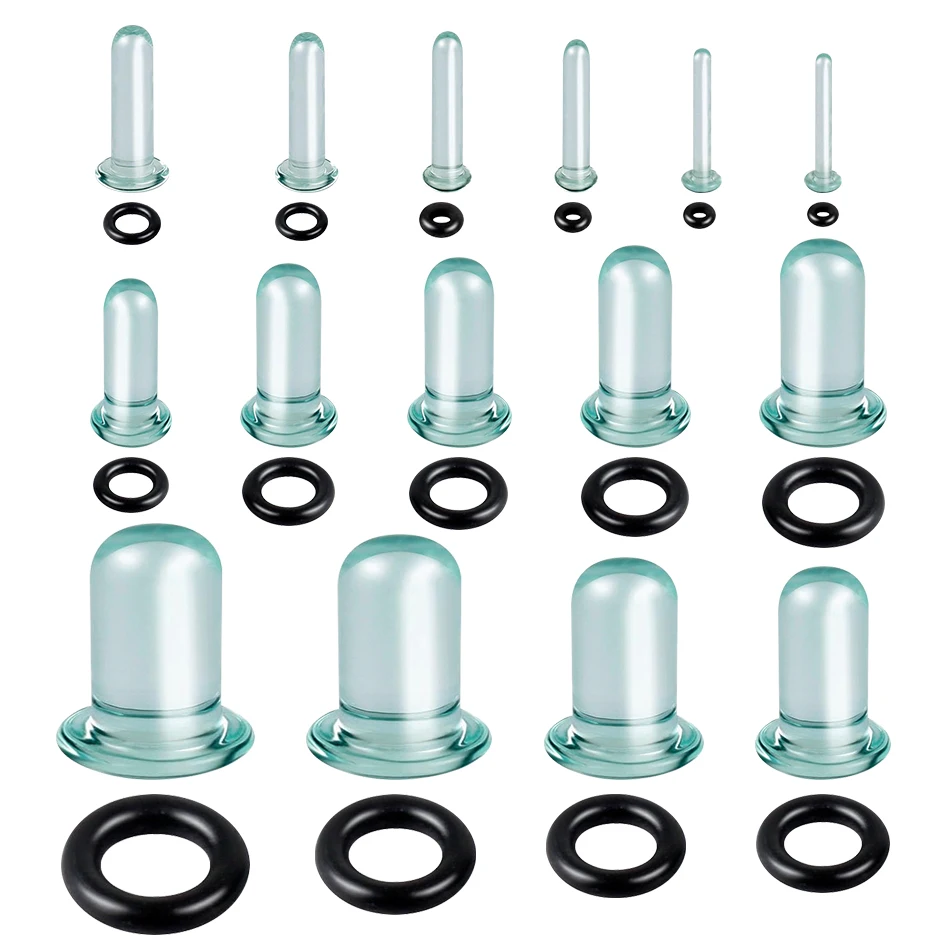 2 szt. Szklane wskaźniki uszu zestaw do rozciągania krótki stożkowy Expander 1.6-16mm rozciąganie tuneli i zatyczek do uszu piercing biżuteria
