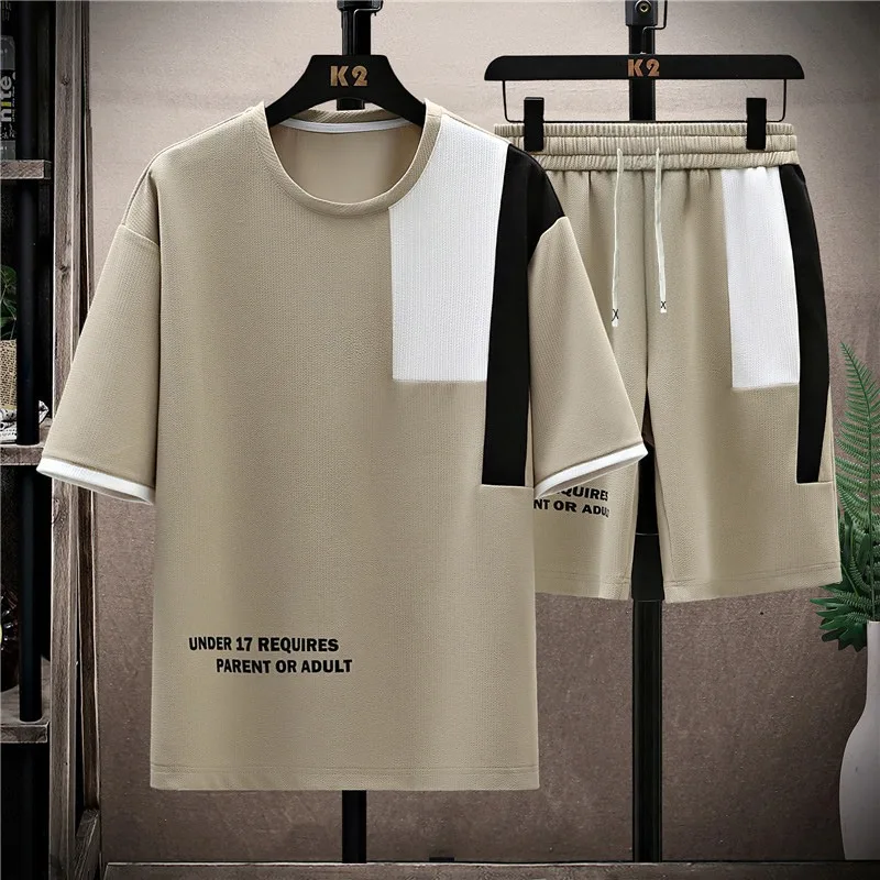 

M-6XL Men's Casual Short Suit Summer Loose Men Sets Korean Harajuku High Street T-shirt and Shorts 2-piece Set New 2025