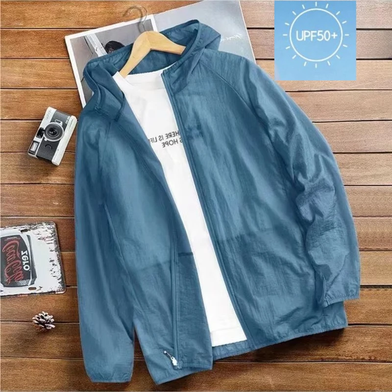 

UPF50+ Sun Protection Clothing Breathable Ice Silk Sunscreen Coats for Men and Women Lightweight Summer Skin Jacket Care Clothes