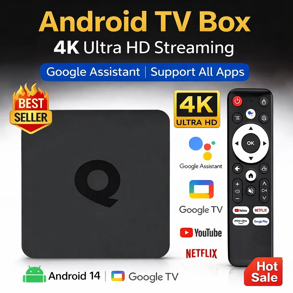 

Android 14 TV Box HDR10 Quad Core 4GB RAM 32GB/64GB ROM Dual WiFi 2.4G 5G Voice Control Netflix YouTube Google Play Set Top Box