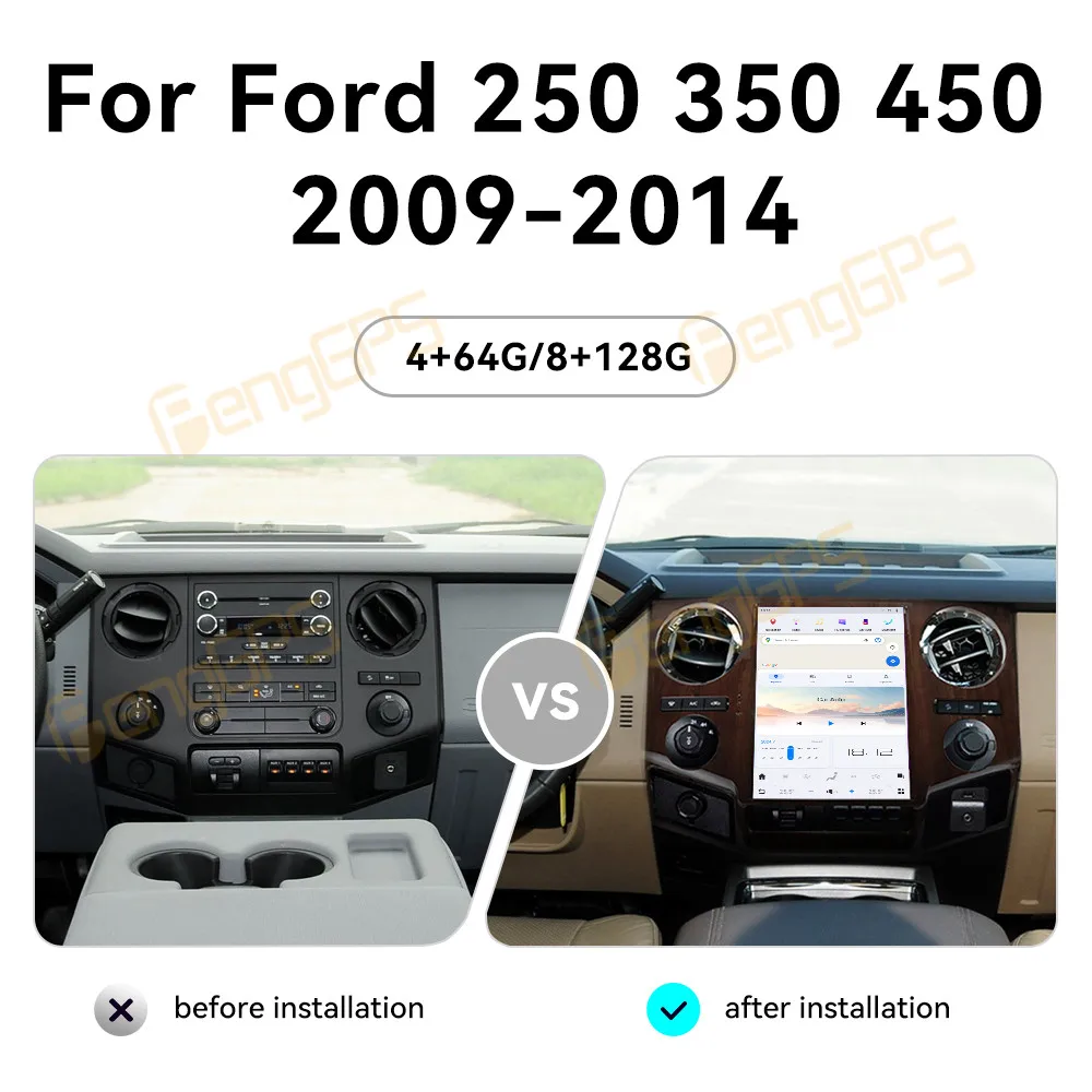 12.1 Inch Android 13 Car Radio CarPlay For Ford 250 350 450 2009-2014 Touch Screen Multimedia Player GPS DSP Head Unit Auto BT