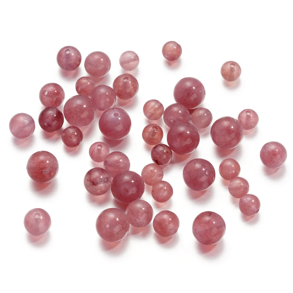 1String 6/8/10mm Strawberry Crystal Beads Natural Stone Loose Beads for DIY Necklace Earrings Bracelet Making Accessories