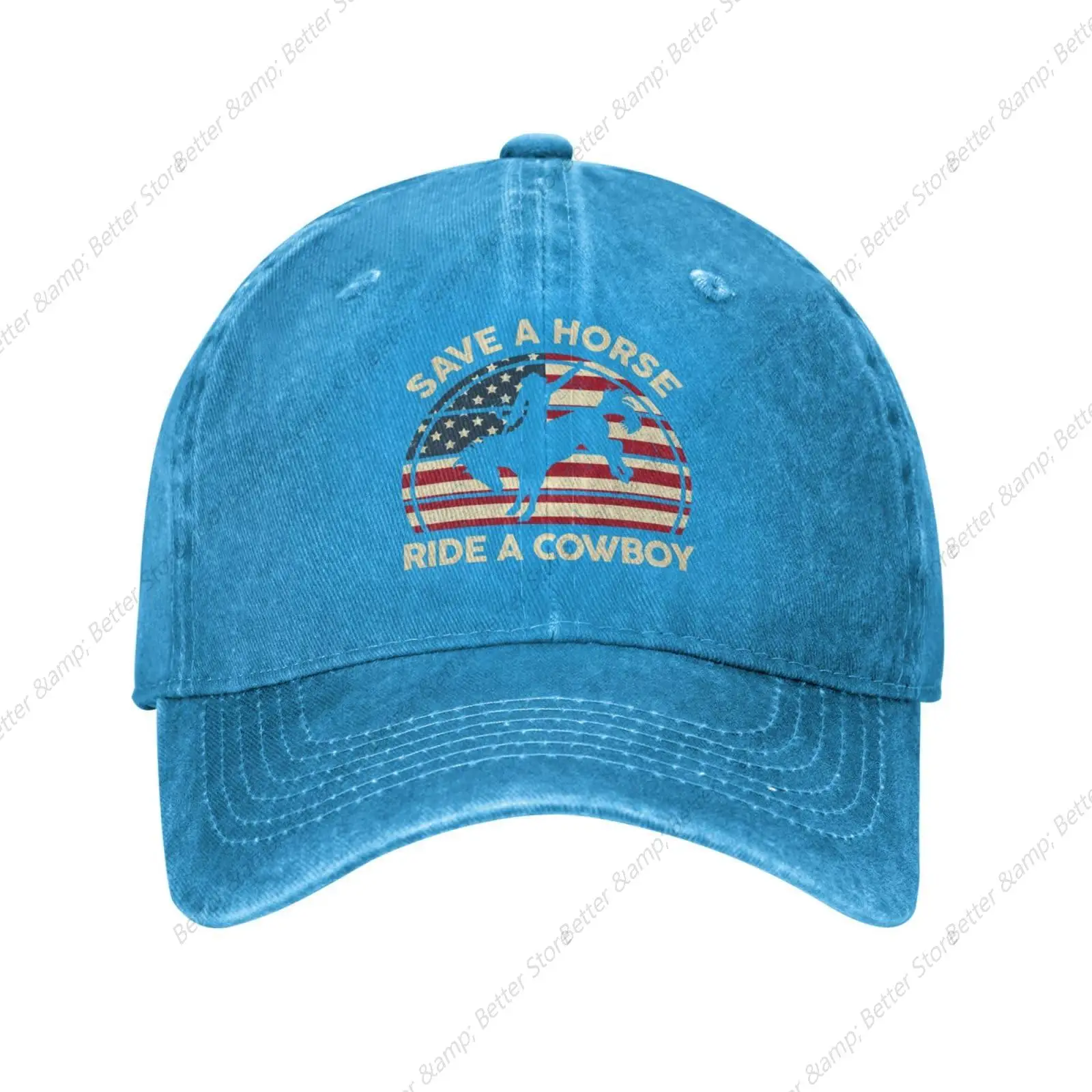 Unisex Vintage lavado Denim Baseball Cap, Salvar um passeio a cavalo A Cowboy presentes, Adulto chapéus ajustáveis