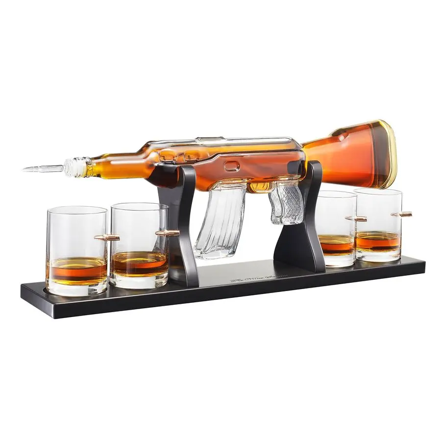 

AK47 Gun Decanter with Bullet Glasses Whiskey Decanter Gift Sets Unique Liquor Glass Gun Alcohol Bottle Gift Wine Bourbon Tequil