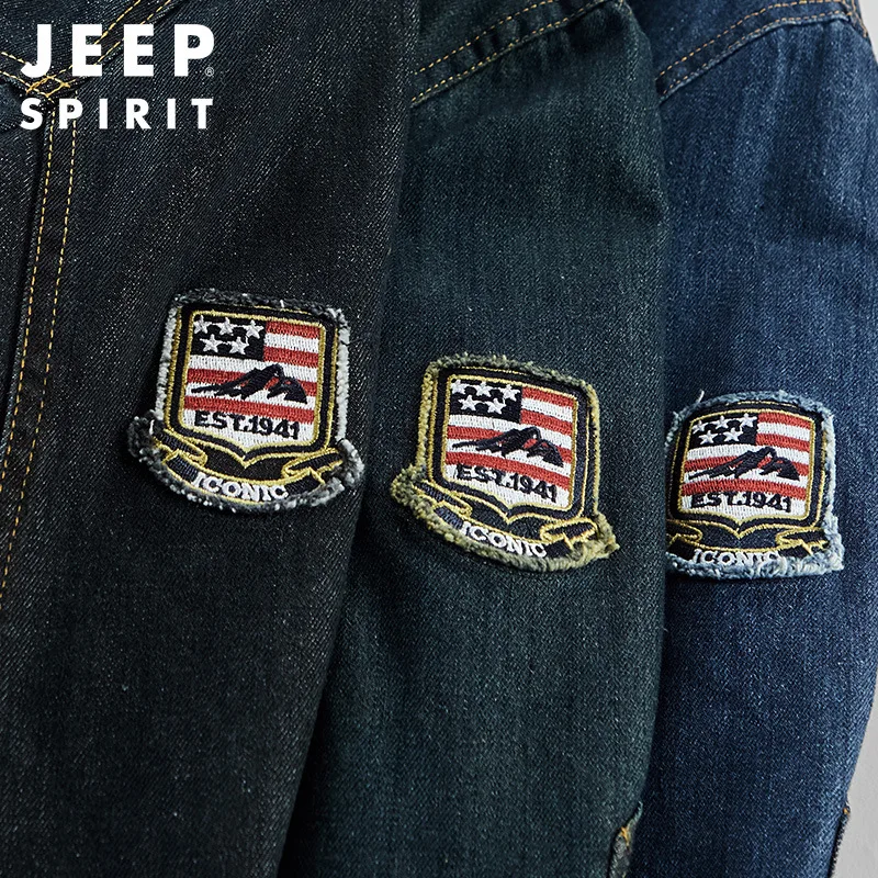 JEEP SPIRIT – veste en Denim pour homme, manteau épais en velours, résistant au froid, décontracté, haute qualité, collection automne et hiver