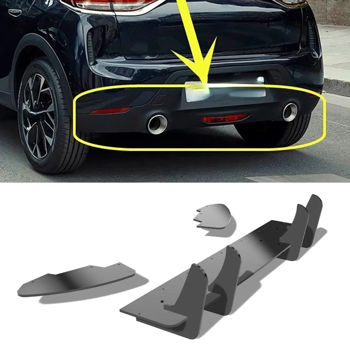 Für DS 3 Crossback 2018-2022 Auto-Heckstoßstangen-Spoilerlippe Diffusor Modifikationsteil Stoßstangenschutz Abdeckung Auto-Zubehör